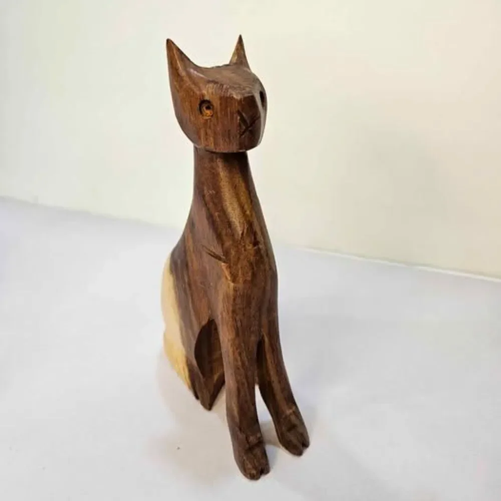 Wooden cat figurine